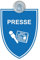 Indigos UG - Schild Presse - 9x12 cm - Saugnapfschild - Aluverbund - Emblem - Innenbefestigung für Ihr Auto - UV-Beständig - Einsatzschild - Hinweisschild - Warnschild