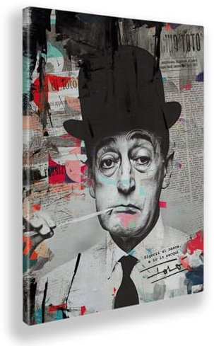 Giallobus - Gemälde - 24 - Tribute Totò - Leinwand mit Standardrahmen - 50x70 - Bereit zum Aufhängen - Moderne Gemälde für zu Hause