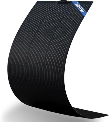 FIREFLY ENERGY Panneau Solaire Flexible 200W Modules Solaires Panneau Photovoltaïque Monocristallin Réseau pour Camping-car, Caravane, Bateaux, Toits, Camping, Bateaux,Noir