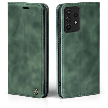 LBH Handyhülle für Samsung Galaxy A72 in Grün mit Karten- und Geldfach Smartphone Hülle mit Standfunktion Flip Case Schutzhülle Magnetverschluss Vintage