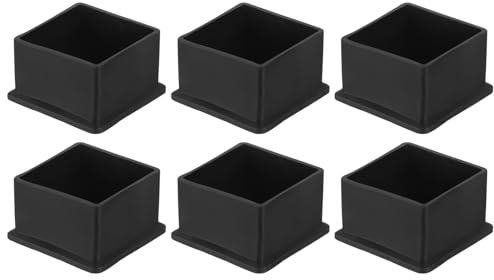 QUARKZMAN 6Pcs Embouts de Pieds de Chaise Carrés en PVC, 50mm x 50mm OD, Noirs, pour Protéger Les Pieds de Meubles de Table, Les Couvercles de Pieds de Chaise, Les Protecteurs de Sol