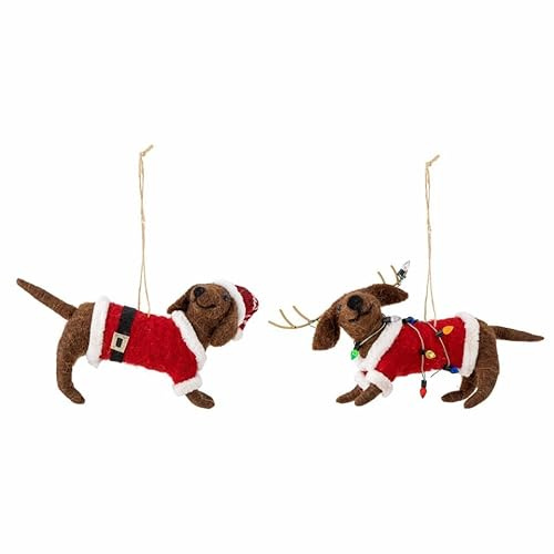 Bloomingville Monty Ornament, Wolle, Brown, L11,5xH12xW4/L11,5xH10xW4 cm, Set of 2