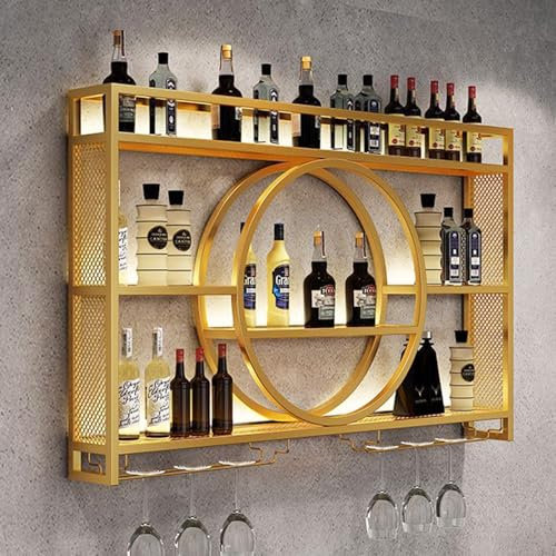 Generisch Modernes Weinregal Wand aus Metall, Bar Regal mit Glasregal, Wandmontage Wine Display-Ständer, Wand Flaschenregal für Bar-Einheiten, Restaurants und Zuhause