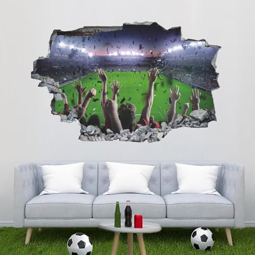 ANHUIB 3D Fussball Wandtattoo,Wandaufkleber Kinderzimmer Fußball,Durchbruch Wandaufkleber Jungen,Bunte Fußball Wandtattoo Jugendzimmer Junge,Wandstikcer für Schlafzimmer Deko,Fussball Poster Geschenk