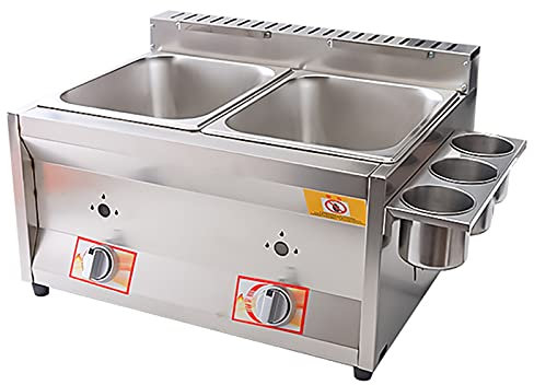 PGKTKCWH Friggitrice Commerciale in Acciaio Inox per Esterni, friggitrice a Gas GPL, Doppia Vasca per Patatine Fritte, Ristorante, Cucina Domestica