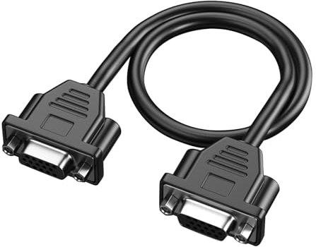 KASFDBMO Câble adaptateur VGA 15 broches femelle haute résolution VGA (3 + 6) femelle vers femelle 30 cm pour PC