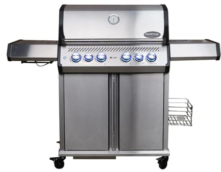 SANTOS Gasgrill S-418 Pro TST - Premium Edelstahl Gasgrill 4 Brenner - 800°C Infrarot Seitenbrenner & Heckbrenner - Langlebiger BBQ Gas Grill mit optimaler Isolierung - Grillrost & XXL Warmhalterost