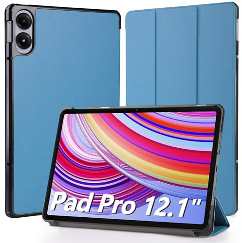 Hianjoo Custodia Compatibile per Xiaomi Redmi Pad Pro/Poco Pad 12.1'', Ultra Sottile Smart Cover in Pelle Compatibile con Xiaomi Redmi Pad Pro/Poco Pad 12.1 Pollici -Blu chiaro