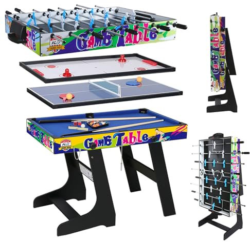 HLC 14 In 1 Multigame Spieletisch, Billard/Baketball/Tischtennis/Speed-Hockey/Bogen/Bowling/Lagerkugel/Hufeisen/Kragen/Schach/Tic-Tac-Toe/Mikado Spiel/Backgammon.