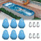 6 Stück Poolabdeckungsgewichte mit Haken, auslaufsicher, oberirdische Pool-Hängetasche, dicke PVC-Pool-Wasserbeutel, Frostschutz-Winter-Poolplanen-Gewichte (halbblau)
