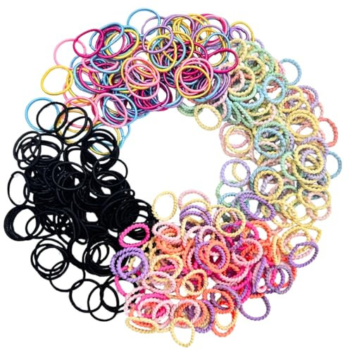 KEYRI 400 Pezzi Elastici Capelli Bambina Colorato Elastici Capelli Donna Altamente Elastico Accessori Capelli Elastici Capelli Filettati Elastici per Braccialetti per Bambini Ragazza (Multicolore)