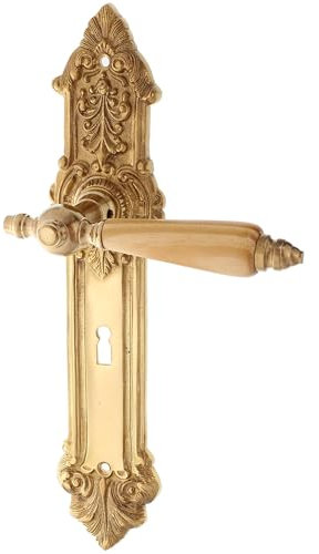 Ventano TÜRBESCHLAG antik- Langschildgarnitur Modell “Egilmar P“ Buntbart für Zimmertüren | aus patintiertem Messing