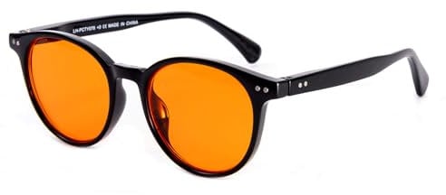 OKH Blaulicht-blockierende Brille Herren Damen für Computer Gaming Brille Anti Blendung Anti Augen Stamm Reduzieren Kopfschmerzen Runde Blaulichtfilter Brillen (Orange-99%-Schwarz)