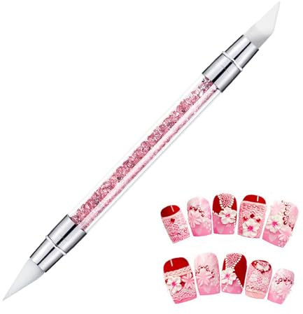 Silikon Nagel Pinsel, Nageldesign Stifte Gel Schnitzen Pinsel Strassstein Picker Professionelle Doppel-Ende Maniküre Werkzeuge Für Gelnägel UV-Gel Nageldesign Nails Art