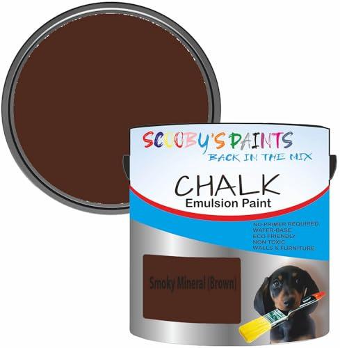 Scooby's Paints Chalk Emulsion Paint, Water-Based, No Primer Required, 250ml, For Walls and Furniture (Smoky Mineral (Brown))