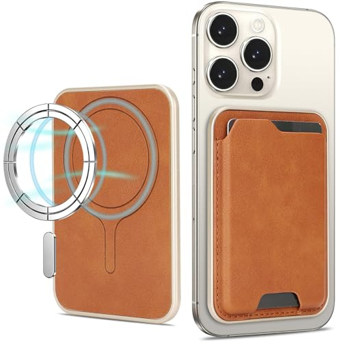 Miimall Magnetic Wallet für iPhone Air 17 16 15 Pro Max/Google Pixel 11 10 Pro XL, Slim Leder Card Holder Mag Safe Portemonnaie Magnetischer Handy Kartenhalter für iPhone/Google Pixel Serie-Braun