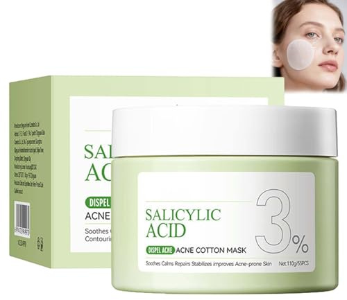 55pcs Salicylic Acid Face Pads, 3% BHA Exfoliating Cleansing Pads | Acne & Blackheads, Oil Control Pore Minimizing Facial Toner Wipes, 110g