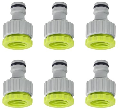 6 Stück Gardena Hahnverbinder Wasserhahn Adapter 1/2 Zoll auf 3/4 Zoll, Gartenschlauch Anschluss 2-in-1 Schlauch Kupplung für Bewässerung, Robuster Garten Wasserhahnverbinder