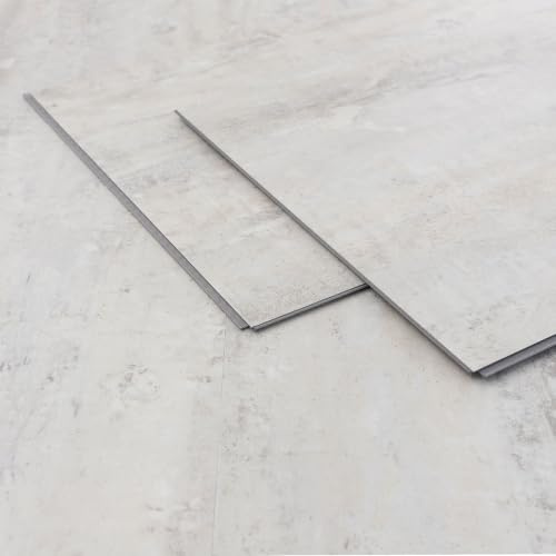 ML-Design Vinylboden klick, PVC Bodenbelag mit Klicksystem, Betonoptik | Klickvinyl mit Belastungsklasse 34, rutschfest, wasserdicht, 61 x 30,5 cm, Dicke 4,2mm, 3,72m²/20 Dielen, Grau, Zement Hell