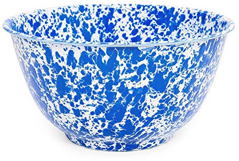 Crow Canyon Home Große Salatschüssel, Langlebiges Emaillegeschirr - Perfekt für den täglichen Gebrauch und Aktivitäten im Freien, Spülmaschinenfest für einfache Reinigung, Blau