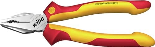 Wiha Kombizange Professional electric mit DynamicJoint® (einzigartige Gelenkkonstruktion für bessere Kraftübertragung) und OptiGrip mit extra langer Schneide in Blister (27419) 200 mm Zange für Elektriker, VDE geprüft, stückgeprüft, stabil und robust