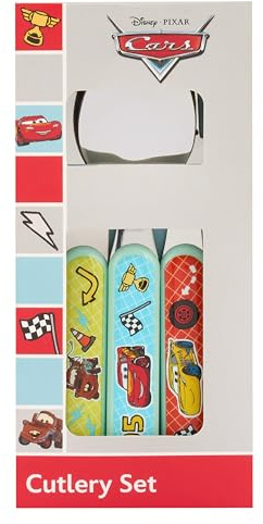 Disney Pixar Cars Kids 3 Piece Cutlery Set by Polar Gear – Child-Friendly Stainless Steel Flatware Set with Fork, Knife, and Spoon – for Children 36 Months Up Multicolour