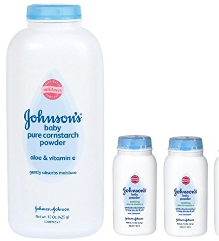 Johnson's Pure Cornstarch Baby Powder 15 Oz + Johnson's Pure Corstarch Travel Size 1.5 Oz, 2 pk