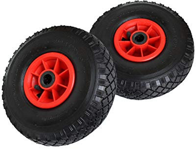 Profi-Werkzeuge Bollerwagen-Set 2 Luftrad Räder, 260 mm für Achse 20 mm 4 Lagig 3.00-4 Sackkarre Bollerwagen mit Rollen-Lager