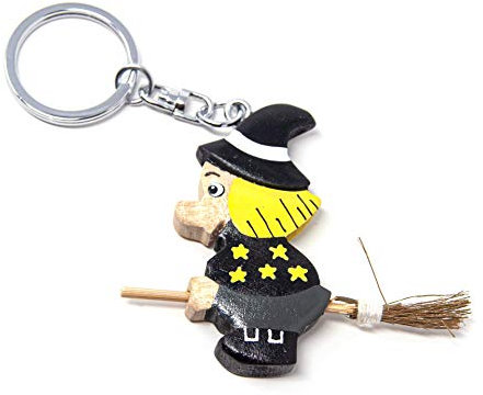 Cornelißen - Schlüsselanhänger aus Holz - Hexe (Schwarz)