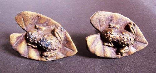 Double duck Laiton Massif Tiroir Poignées Porte Placard/Cuisine Tirer Boutons Neuf Laiton Feuille avec Grenouille Bouton - Antique bras, set of 2, each is 8 cm long