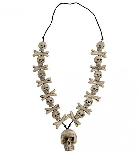 shoperama Halloween Kette mit Totenköpfen und Knochen Kostüm Zubehör Schmuck Voodoo Erwachsene