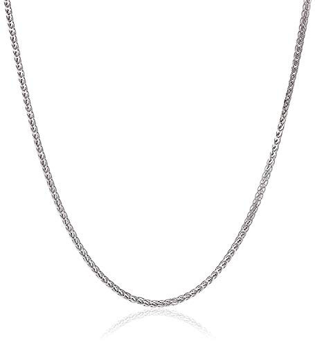PRINS JEWELS 14 Karat / 585 Gold Diamantschliff Spiga Weizen Weißgold Kette - Breite 2 mm - Länge wählbar (50)