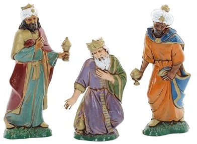 Moranduzzo Trío Reyes Magos para Belén de 10 Cm Escala 1:20 - Figuras de Belén Indestructibles - Estilo 700', Pintura Acabada a Mano, Producto Oficial, Escultor M. Landi