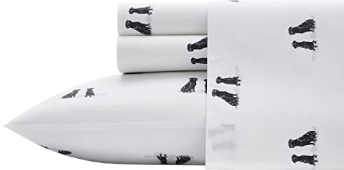 Eddie Bauer Bettwäsche-Set für Einzelbett, Baumwollperkal, frische und Coole Heimdekoration (Labrador Fields, Weiß, Einzelbett)