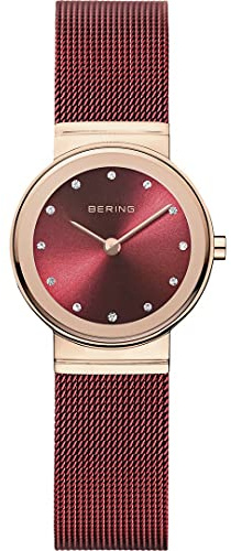 BERING Damen-Armbanduhr Analog Quarz Edelstahl rot 10126-363R