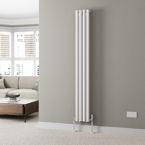DuraTherm® 1800 x 240mm White Vertical Designer Radiator Single Column Oval Tube Modern Central Heating Panel Bathroom Radiators