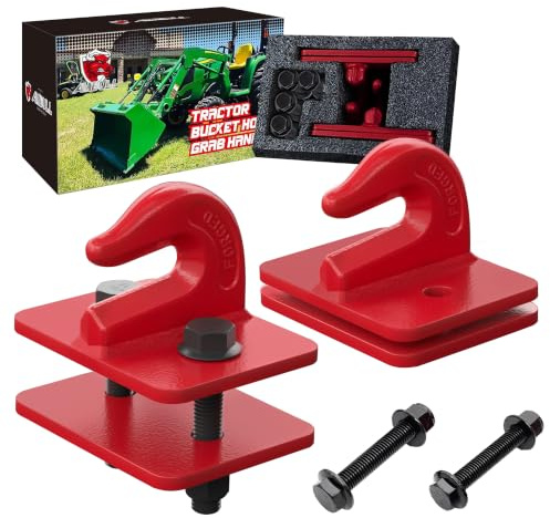 AMBULL Confezione da 2 ganci da 3/8 per secchio del trattore, grado 70, in acciaio forgiato, con gancio di traino con piastra di supporto, funzionano bene per secchio del trattore, camper, UTV,