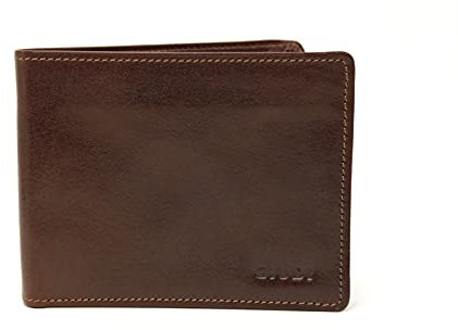 GIUDI ® Geldbörse Herren Echtleder Mittel-Groß Münzfach Kartenfächer Scheinfach (Braun)