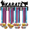 CREATCABIN Karate Athlete Medaillen Aufhänger Halter Display Rack Medaillen Display Ständer Wandhalterung Aufhänger Dekor Für Läufer Zur Aufbewahrung von Abzeichen Zu Hause 3 Sprosse Über 60 Medaillen