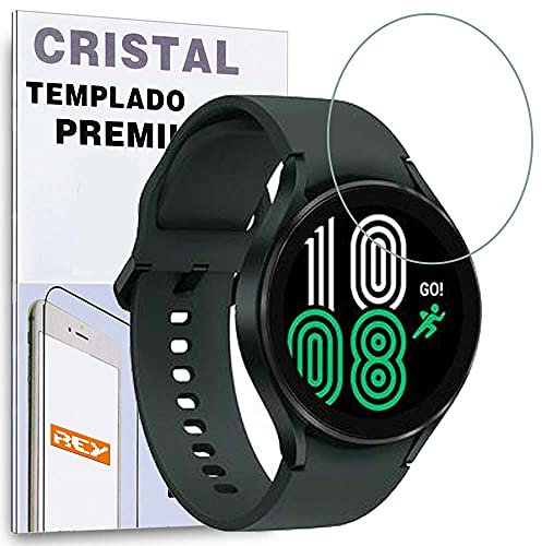 REY Pellicola salvaschermo per Samsung Galaxy Watch 4 (44mm) - Galaxy WATCH4 Bluetooth (44mm), Vetro temperato, di qualità Premium