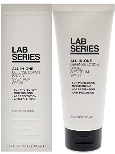 Lab Series Men's All-In-One Defense Face Lotion SPF 35 - Mineral Oil Free Sunscreen - Anti Aging Face Moisturizer with SPF - Skin Care for Men, 3.4 Fl Oz