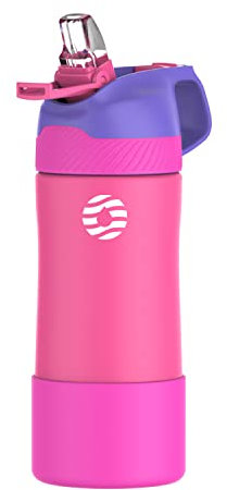 Fjbottle Borraccia Bambini Acciaio Inox con cannuccia 400ml, Borraccia Termica senza BPA, bottiglia da viaggio per scuola, campeggio