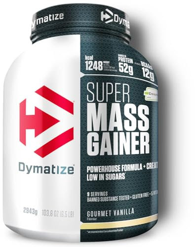 Dymatize Super Mass Gainer Gourmet Vanilla 2943g - Weight-Gainer Poudre + Glucides, Creapure Créatine, BCAAs, Casein