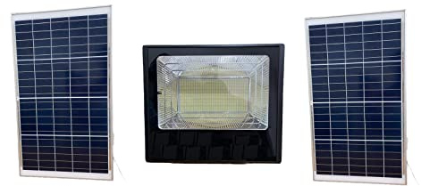 AntDau71 800 Watt Projecteur LED Extérieur avec 2 panneaux solaires haute qualité Lumière blanche 6500 K Spot Solaire LED avec télécommande Matériau en aluminium imperméable 5000 lm Illuminez toute