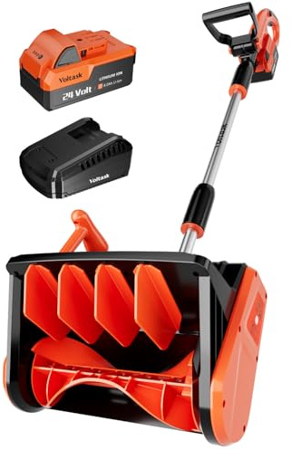 VOLTASK Cordless Snow Shovel, 20V 12-Inch 4-Ah Cordless Snow Blower, Battery Snow Blower with Directional Plate & Adjustable Front Handle (4-Ah Battery & Quick Charger Included)