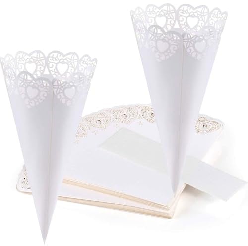 ZOOMPIL Konfetti Hochzeit Papier Kegel, 50stk Party Papierkegel, Kegel für Verpackung Konfetti Blütenblätter Candy Schokoladen Hochzeit Partydekoration