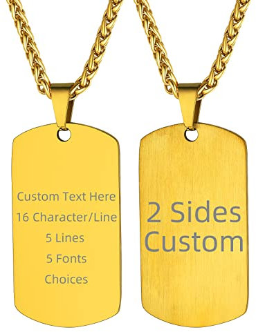 Supcare Kette Herren Edelstahl Dogtag Kette mit Gravur Hundekette Goldkette Halskette Anhänger Custom Kettenhalsband Hundehalsband Militär Kette Pendant Necklace Personalisiert Modeschmuck für Liebe