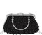 MilyaDE Damen Perlen Blumen Clutch Strass Hochzeit Braut Brautjungfer Handtasche Party Abendtasche Umhängetasche mit Handgriff Kette Gurt, Schwarz