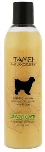Tamei Bio Conditioner Fellspülung für Hunde - natürliche Fellpflege für alle Rassen, auch für Welpen und Katzen - Leichteres Kämmen, glättet und nährt das Fell - 250 ml (Sensitiv ohne Duft) - vegan