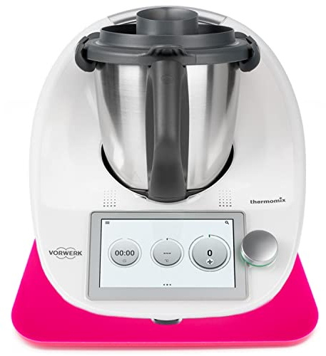 Gleitbrett aus Acryl | pink glänzend | 33x28cm für Thermomix TM5 TM6 TM31 und vielen weiteren Küchengeräten | mit hochwertigen Teflongleitern für müheloses Verschieben | Made in Germany